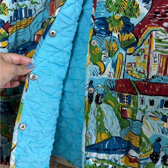 Artscapes Womens European City Print Quilted Snap Rayon Cotton Jacket 1X - Picture 3 of 4